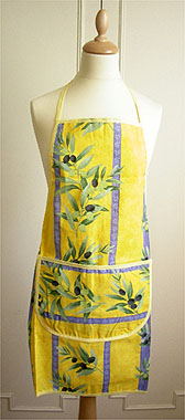 French Apron, Provence fabric (olives. yellow)